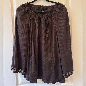 Ellen Tracy Chocolate Brown Blouse with embellished cuffs